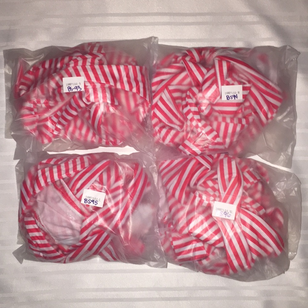 Sexy Striped High Waisted Bottom Knot Front Bikini - Picture 7 of 8